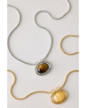 Anthropologie Stone Pendant Chain Necklace - Natural