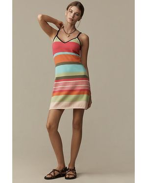 Siempre Cotton V-Neck Knit Mini Dress - Natural