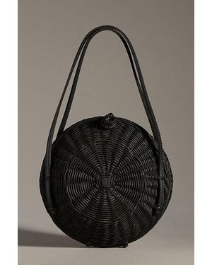 By Anthropologie Woven Rattan Round Shoulder Bag - Grey
