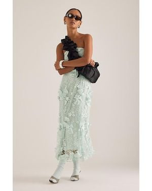 OperaSPORT Naya 3D Floral Strapless Midi Dress - Natural