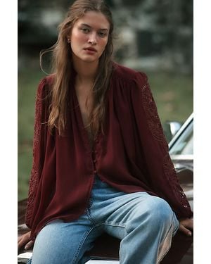 By Anthropologie The Estela Sheer Embroidered Blouse - Multicolour