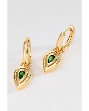 By Anthropologie Pear Crystal Huggie Hoop Earrings - Metallic