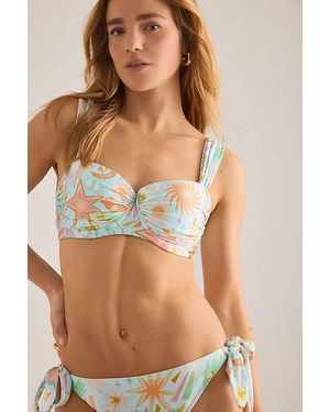 Never Fully Dressed Sun Shirred Bikini Top - Blue