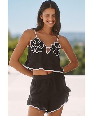 Celandine Floral Graphic Relaxed Shorts - Black