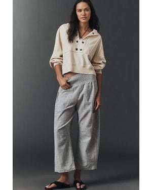 Pilcro The Reese Linen-Cotton Smocked Pull-On Trousers - Grey