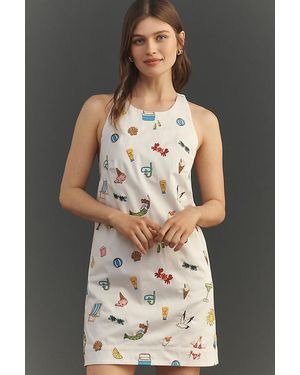 Maeve Sleeveless Beaded Shift Mini Dress - Grey