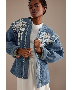 Louise Misha Maurice Embroidered Quilted Jacket - Blue