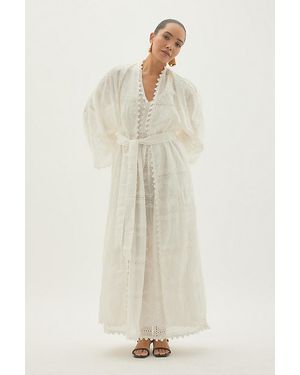 By Anthropologie Embroidered Kimono - Natural