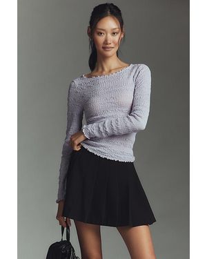 Maeve Textured Long-Sleeve Top - Grey