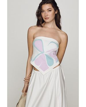Maeve Graphic Print Knit Tube Top - White