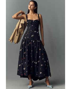 En Saison Belted Drop-Waist Midi Dress - Blue