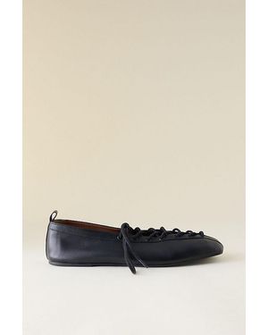 Maeve Tie-Up Grommet Ballet Flats - Black