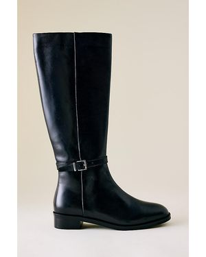 Maeve Buckle-Strap Riding Boots - Black