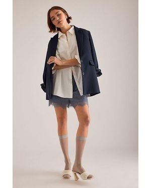By Anthropologie Sheer Calf-Length Socks - Blue