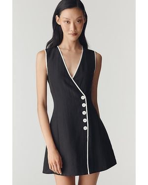 Mare Mare Asymmetric Button Mini Dress - Blue