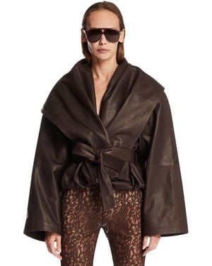 Magda Butrym Leather Jacket - Brown