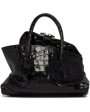 The Attico La Passeggiata Mini Croc-Embossed Leather Bag - Black