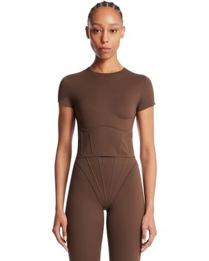 Nike Skims Cropped Corset T-Shirt - Brown