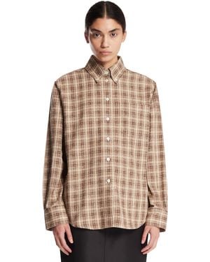 Rohe Check Boucle Oxford Shirt - Natural