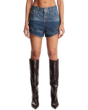 The Attico Denim Cut-Out Shorts - Blue