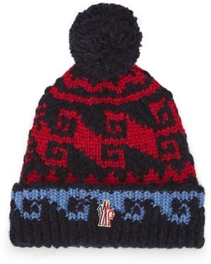 Moncler Multicolour Wool And Alpaca Blend Pom-Pom Hat - Red