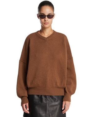 KHAITE Pullover Scollo A V Marrone
