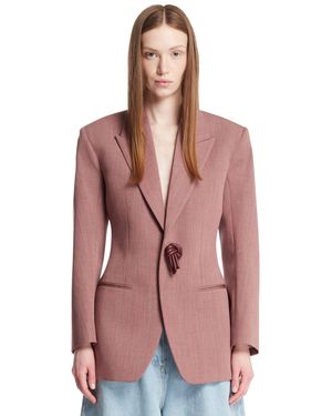 Bottega Veneta Melange Wool And Linen Jacket - Pink