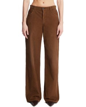 The Row Ribbed Cotton Trousers - Brown