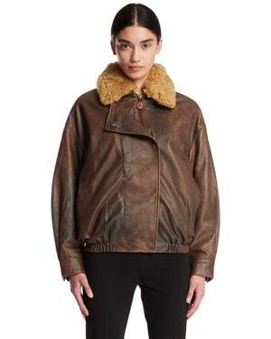 R13 Shearling Leather Jacket - Brown
