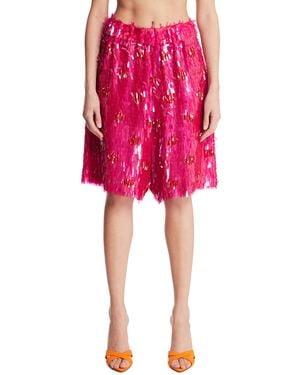 Dries Van Noten Sequin Bermuda Shorts - Red