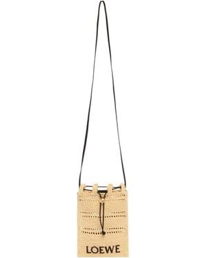 Loewe Paulas Ibiza Raffia Drawstring Pouch - Metallic