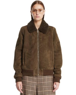 Saint Laurent Bomber Con Zip Verde - Marrone