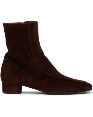 Herbert Levine Leather Shadow Ban Ankle Boots - Brown