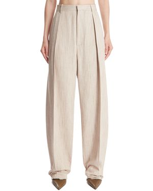 Bottega Veneta Silk And Viscose Trousers - Natural
