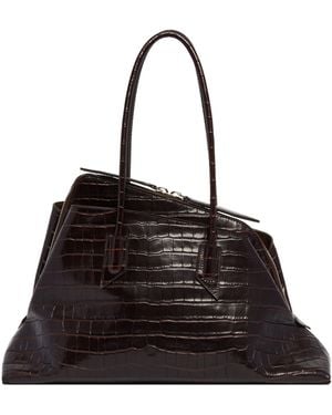 The Attico Croco La Passeggiata Bag - Black