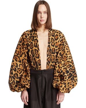 Alaïa Animalier Deep-Neck Bodysuit - Brown