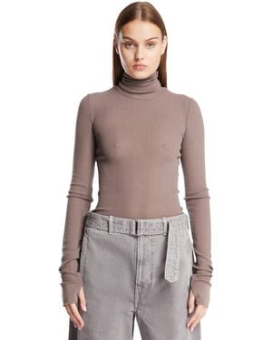 Lemaire Wool High-Neck Top - Purple