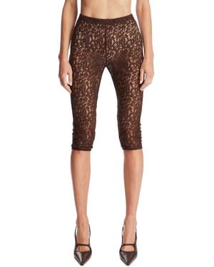 L'EMIUNE Lace Capri Leggings - Brown