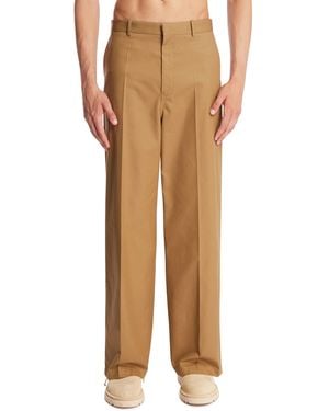 Balenciaga Camel Wide Cotton Chino Trousers - Natural