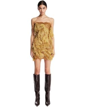 The Attico Feather Mini Dress - Metallic