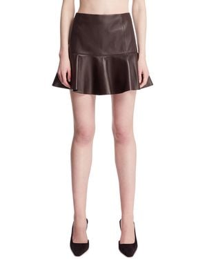 Alaïa Leather Ruffle Skirt - Black