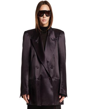 Dries Van Noten Double-Breasted Viscose Jacket - Purple