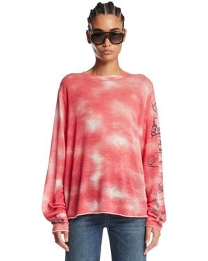 Adrian Cashmere Cave Dye T-Shirt - Red