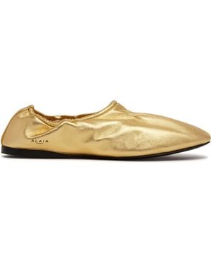 Alaïa Leather Flat Ballerinas - Metallic