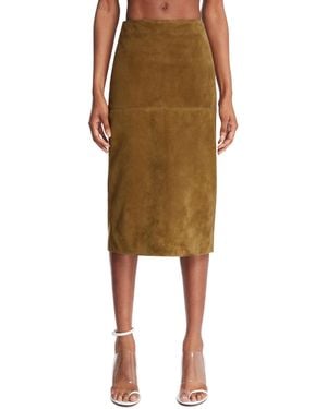 Petar Petrov Midi Suede Skirt - Brown