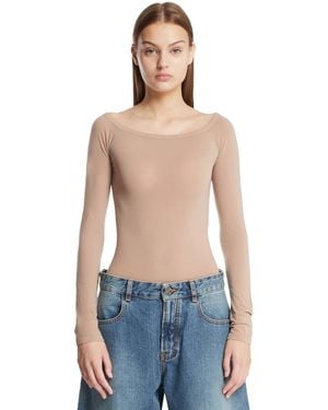 Alaïa Off-The-Shoulder Knit Bodysuit - Blue
