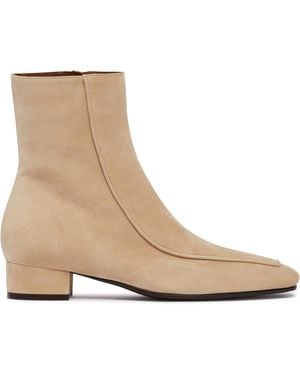 Herbert Levine Suede Shadow Ban Ankle Boots - Natural