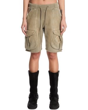 R13 Pantaloncini Multipockets Relaxed Verdi - Neutro