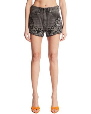 R13 X-Boyfriend Applique Shorts - Black