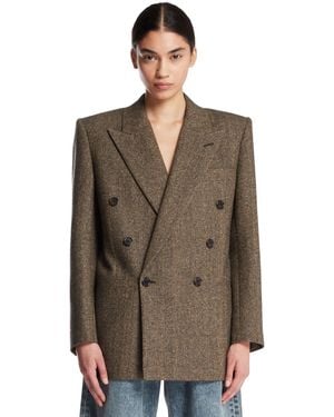 Saint Laurent Giacca A Doppio Petto Marrone